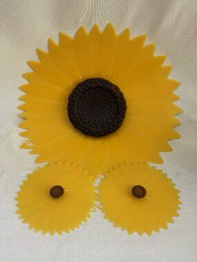 Set of 3 Charles Viancin Sunflower Silicone Lid Airtight Seal BPA-Free